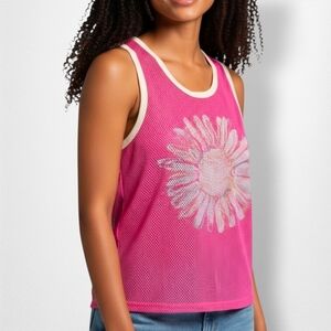 Women Mesh Tank Top Pink XS
